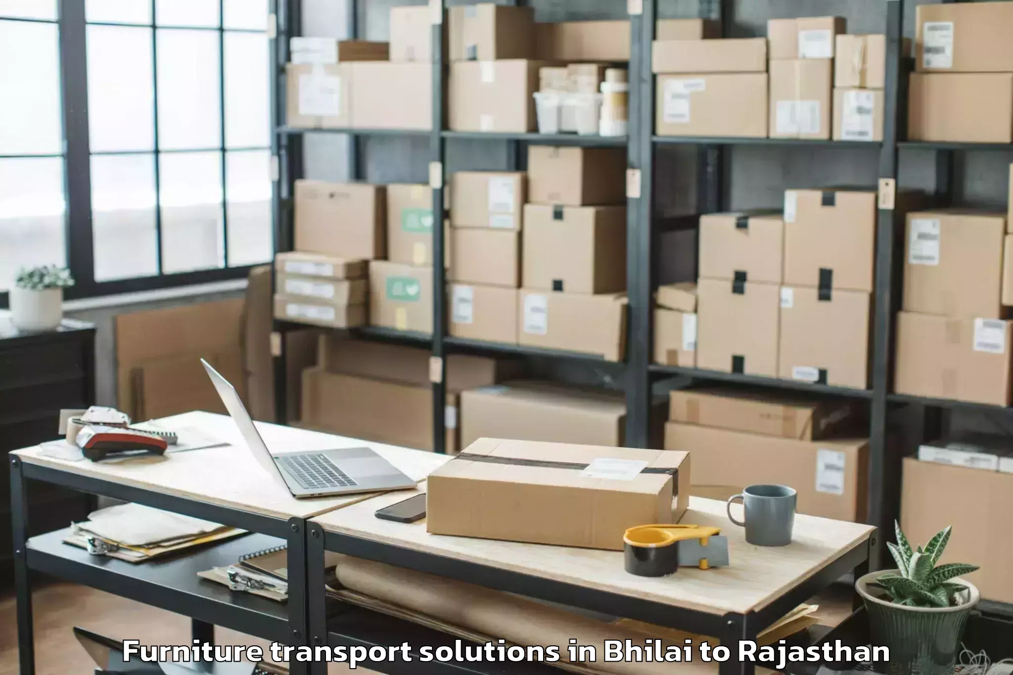 Reliable Bhilai to Chhoti Sadri Furniture Transport Solutions